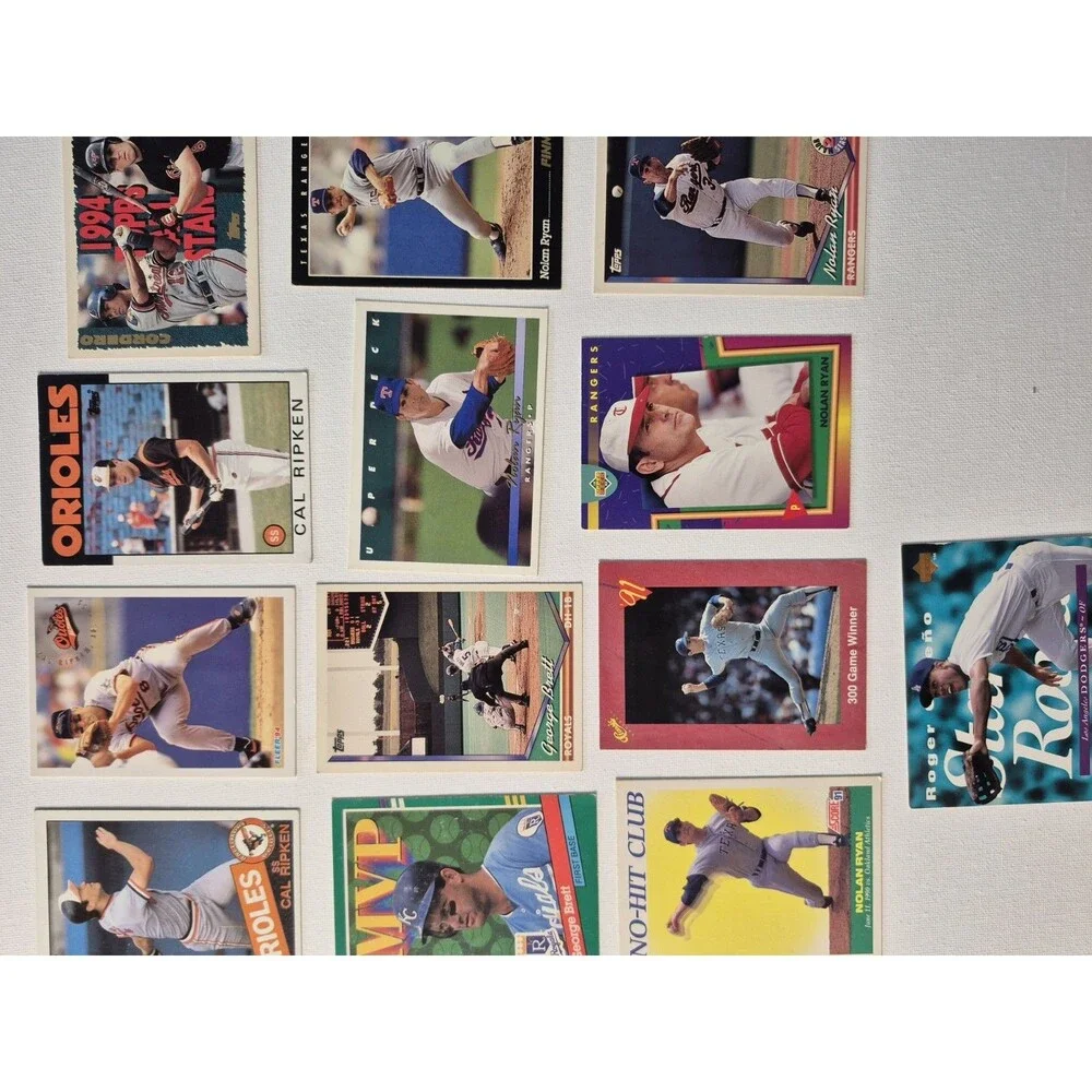 Lot of 18-20 Vintage 1980s-1990s Topps Baseball Cards - Cal Ripken Jr, Nolan...